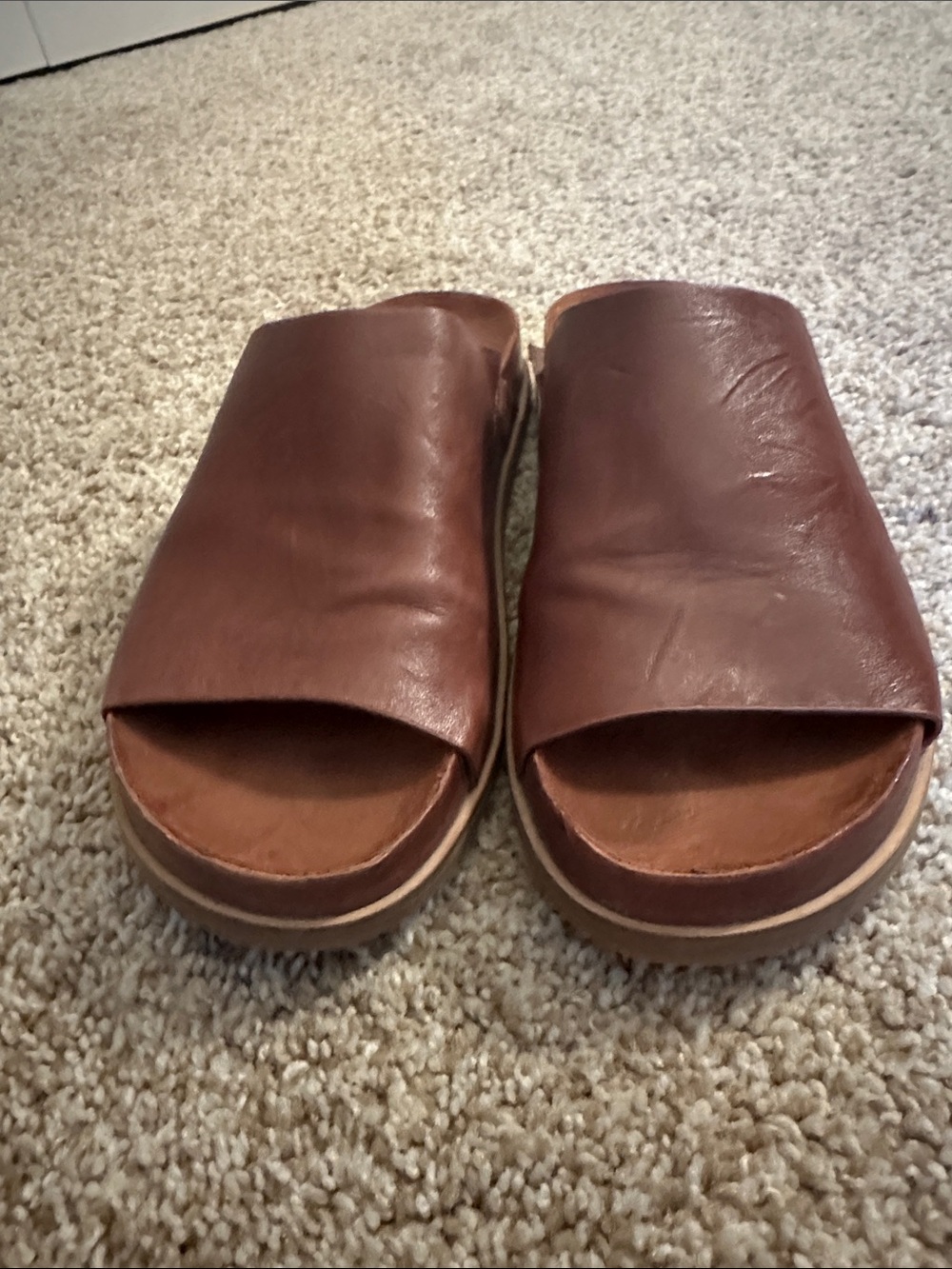 Kelsi Dagger Chestnut Leather Slide Sandals - Picture 4 of 4